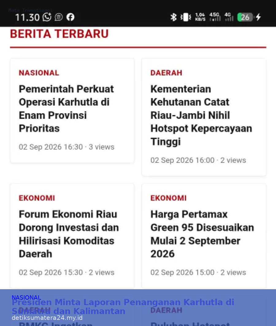 Presiden Minta Laporan Penanganan Karhutla di Sumatra dan Kalimantan
